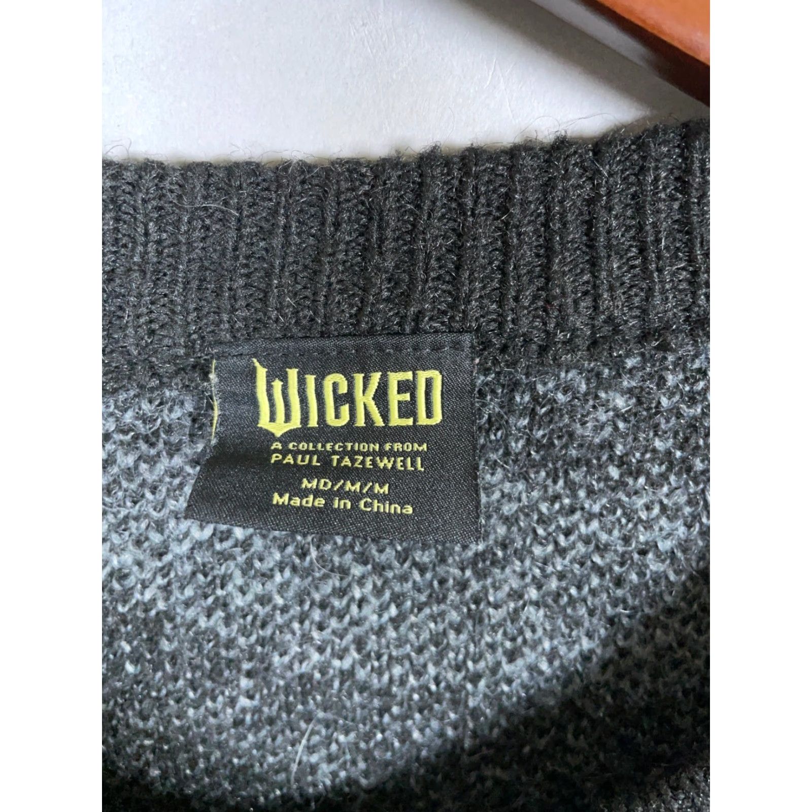 Vintage Wicked Cardigan Zebra Pattern Women's Medium Gray Black V-Neck Long Sleeve Knit Sweater Size M / US 6-8 / IT 42-44 - 3 Thumbnail
