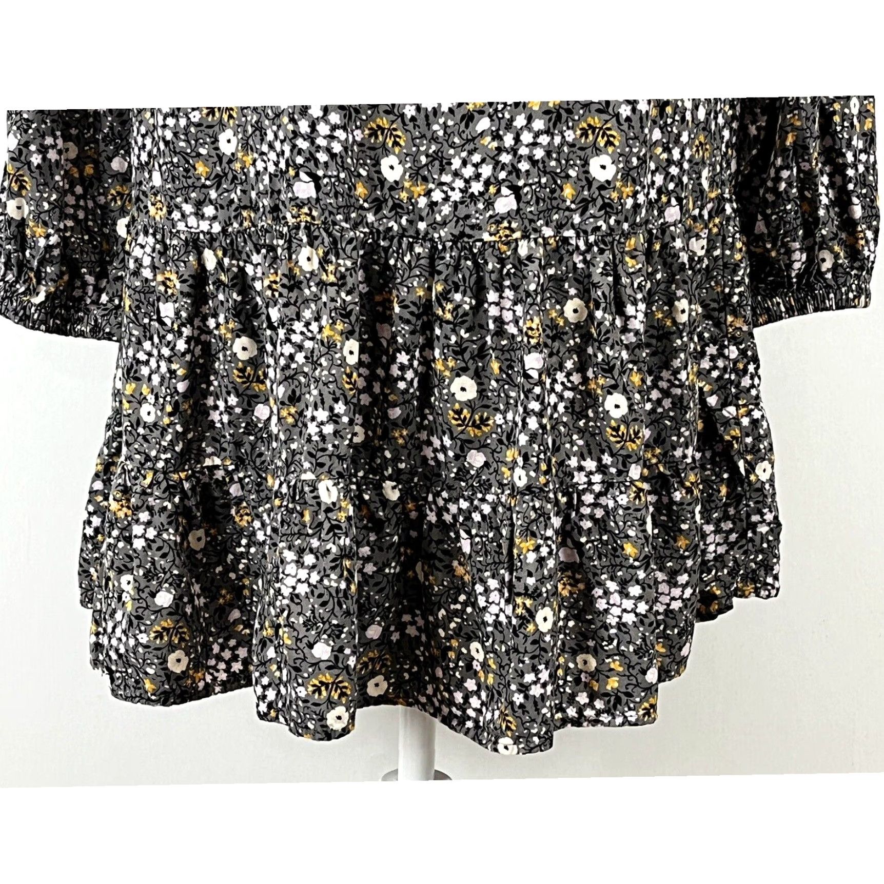 Loft LOFT Floral Mini Dress Small Long Sleeve Ruffle Hem Multicolor Size S / US 4 / IT 40 - 6 Thumbnail