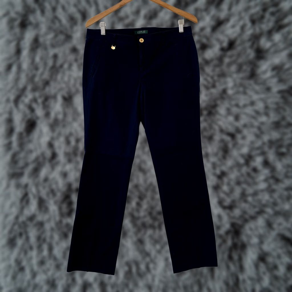Ralph Lauren Lauren Ralph Lauren Chino Pants Womens 10 Navy Gold Accents Straight Leg Size 32" / US 10 / IT 46 - 1 Thumbnail