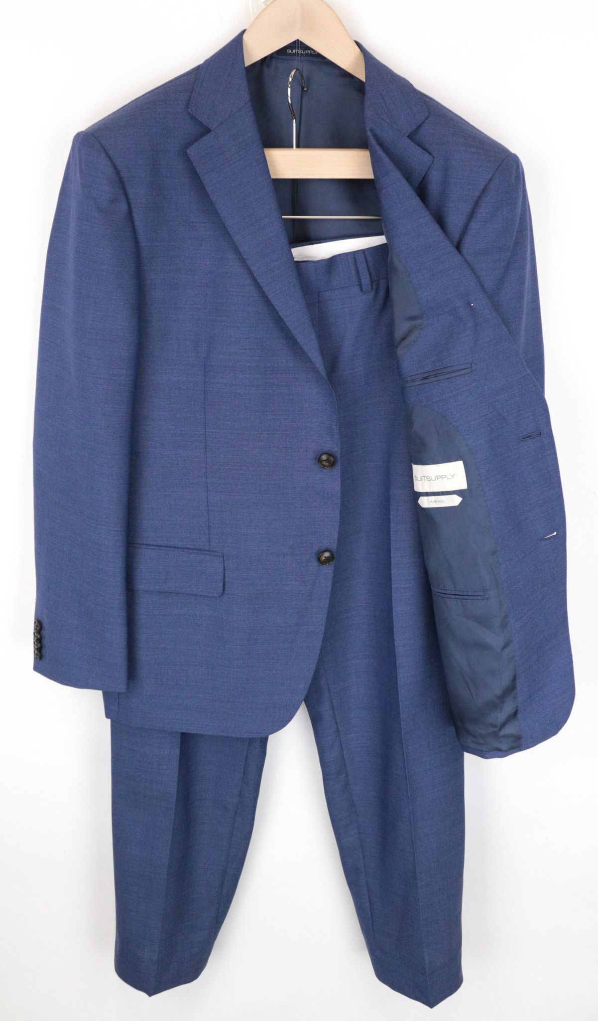 image of Suitsupply Napoli Uk42R Lined Blue Wool Suit 68887, Men's