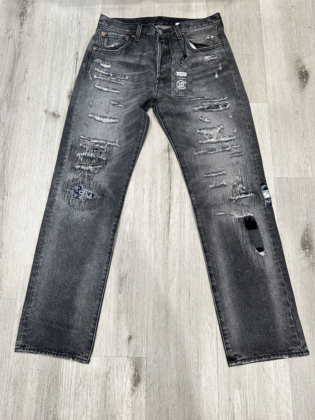 CLOT × Levi's CLOT X Levi’s 501 UNIONRAIL BLACK DENIM SIZE 32 Size US 32 / EU 48 - 3 Thumbnail