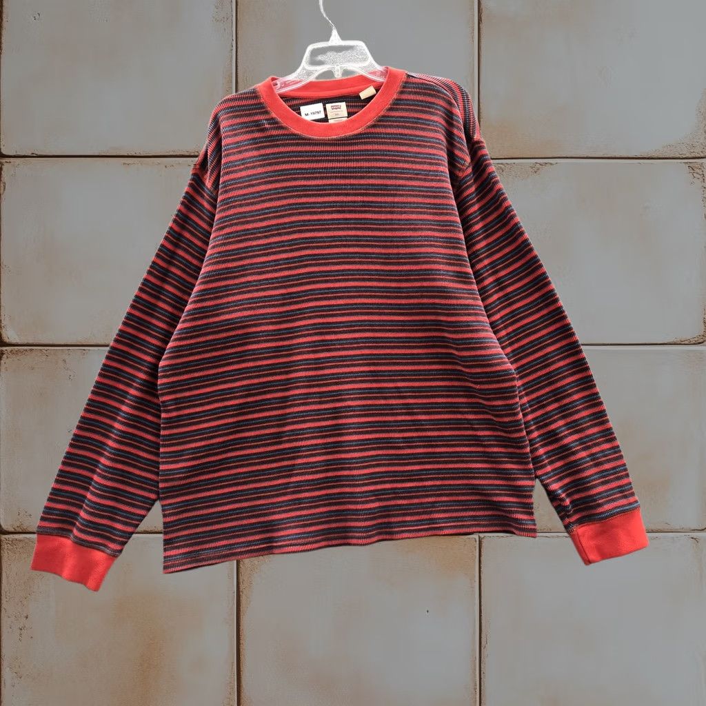Levi's Sweater 2XL Red Striped Standard Long Sleeve Mens, Men's (Size Xxl)
