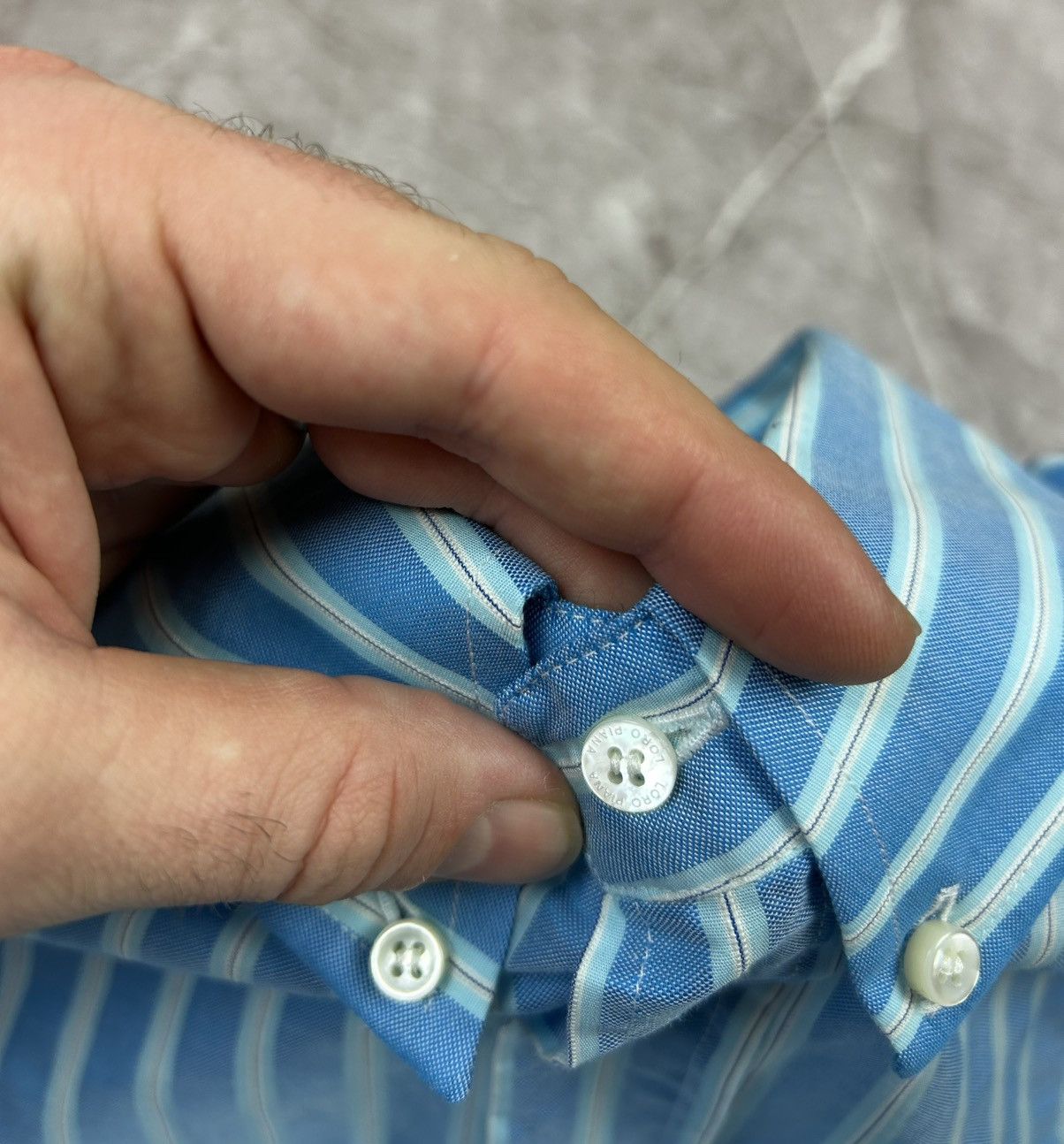 Loro Piana Loro Piana Shirt Button Up White Blue Stripped Cotton Formal Size US L / EU 52-54 / 3 - 7 Thumbnail