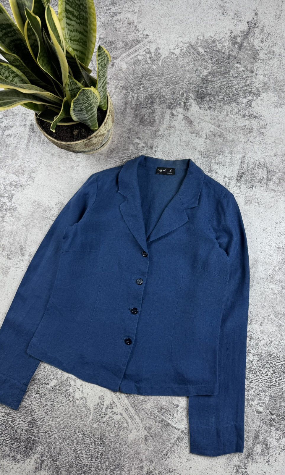 agnes b. Vintage 90S Agnes B Paris LINEN Cropped Blazer Coat Jacket Size M / US 6-8 / IT 42-44 - 3 Thumbnail