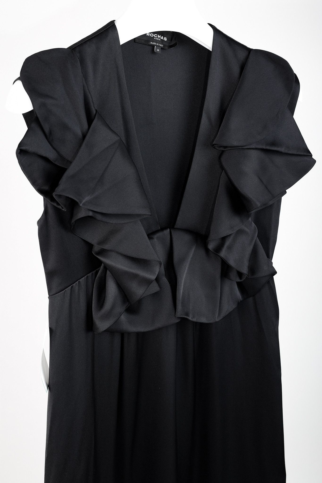 Rochas Rochas Black Silk Charmeuse Ruffle Evening Gown Size XS / US 0-2 / IT 36-38 - 3 Thumbnail