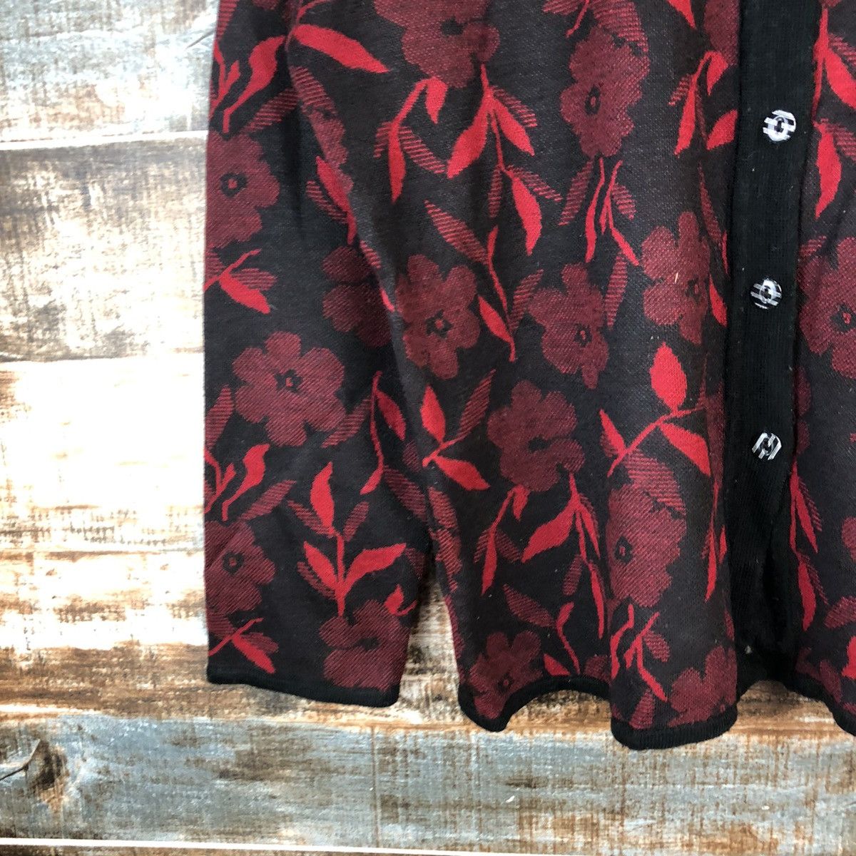 Japanese Brand Nouvelve Red Patterned Cardigans #A2043 Size L / US 10 / IT 46 - 7 Thumbnail