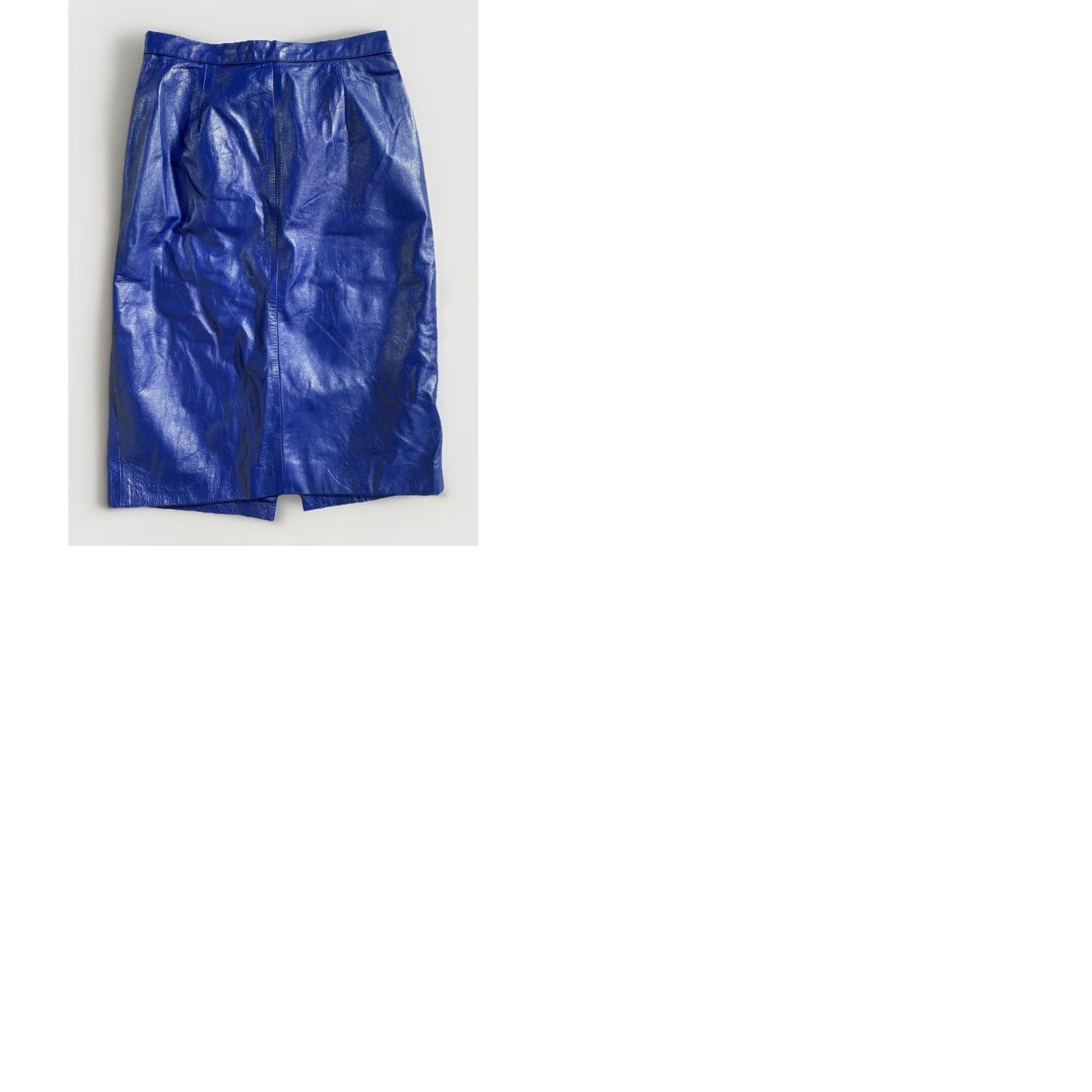 Vintage VINTAGE Blue Leather Pencil Skirt High Waist 1980s 80s Rocker Punk New Wave 30.5 inch waist Womens Size 24" / US 00 / IT 34 - 12 Thumbnail