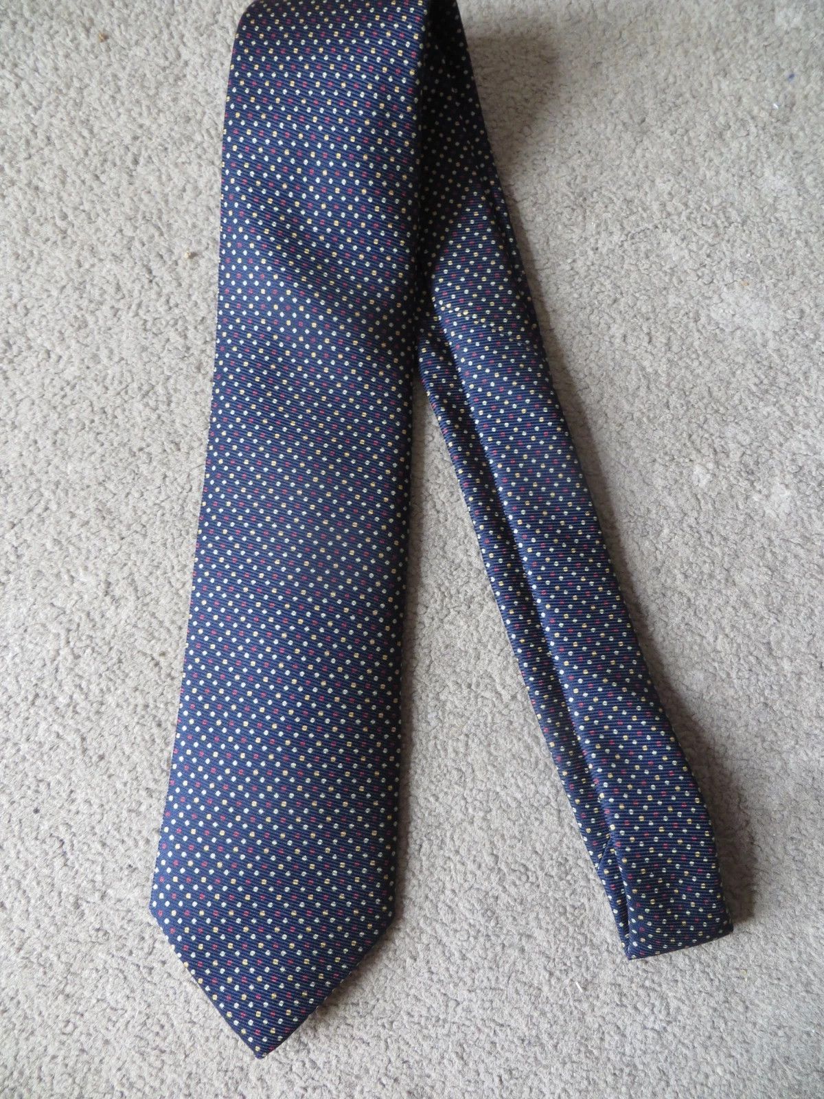 Drake's NAVY BLUE SMALL SHAPE SILK TIE Size ONE SIZE - 2 Thumbnail