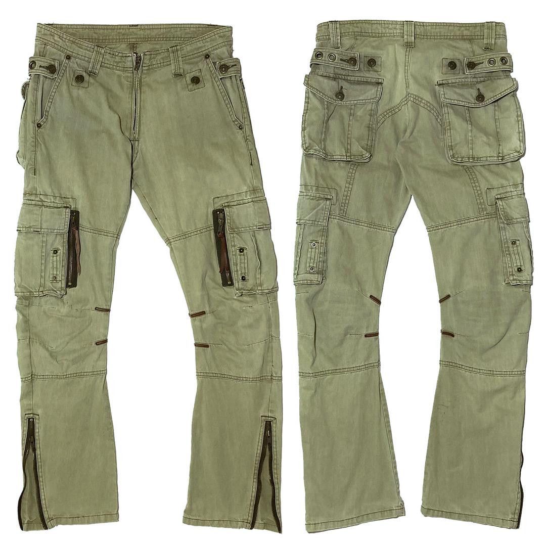 Rare 2000’s NCFM 3D Multi-Pocket Flare 💥FLARE💥NCFM Japan Distressed Explosive Style Faded Jeans