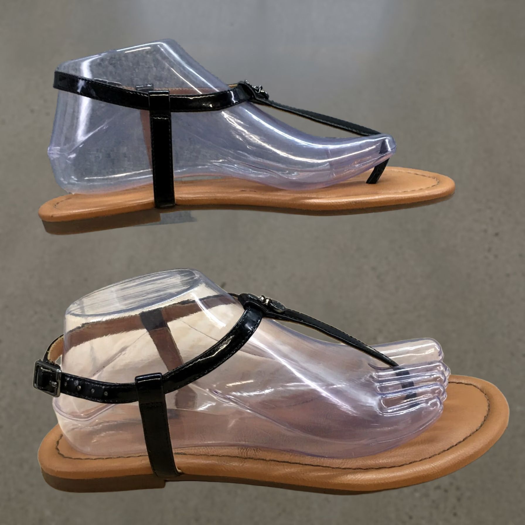 BCBGeneration BCBGeneration Sandals Womens 9 M Astoria Slingback Black Faux Leather Thong Size US 9 / IT 39 - 1 Thumbnail