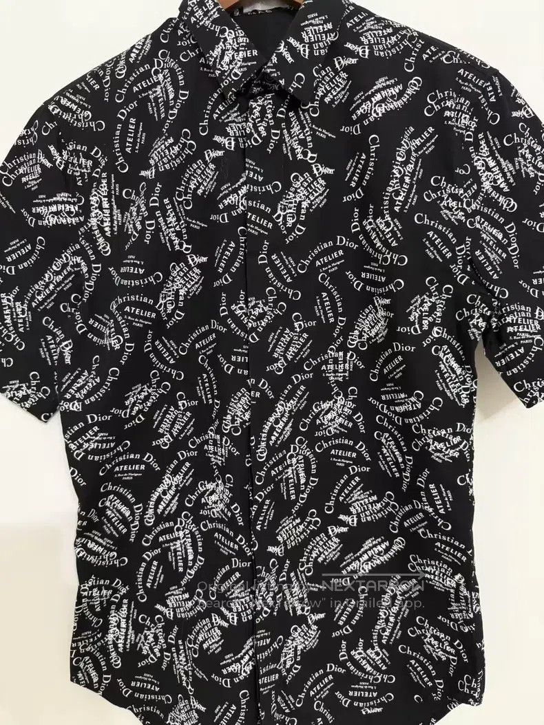 Dior Dior Size38 Black full-print slogan logo shirt short sleeve Size US XXS / EU 40 - 2 Thumbnail