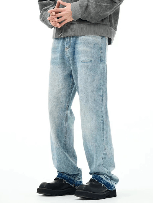 Japanese Brand × Jean Street fashion washed straight versatile ripped jeans y2k Size US 32 / EU 48 - 2 Thumbnail
