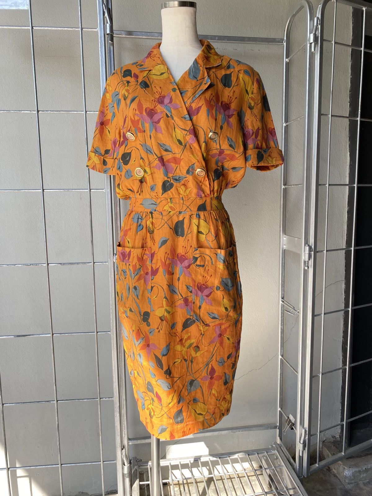 Valentino VALENTINO GARAVANI Orange Floral Button-Down Dress Size S / US 4 / IT 40 - 19 Thumbnail