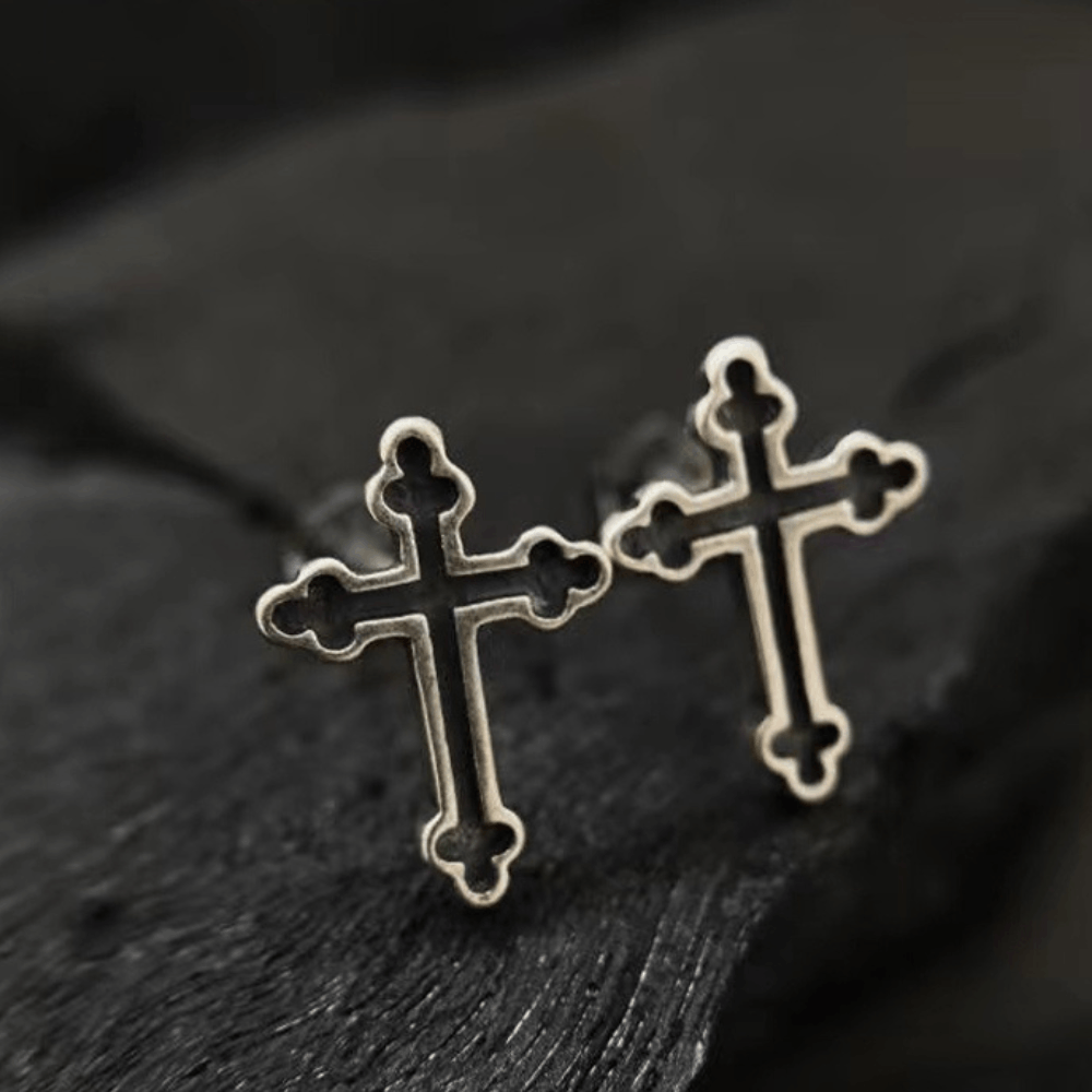 Jewelry Black Cross Stud Earrings Size ONE SIZE - 7 Thumbnail
