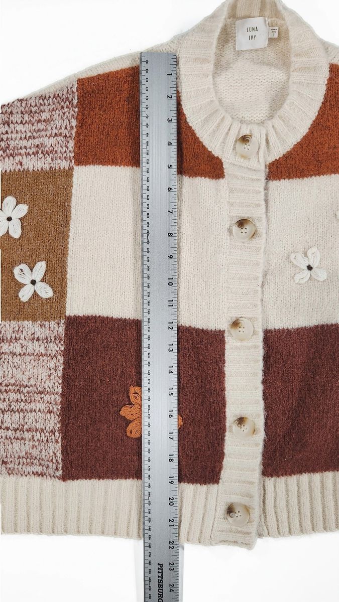 Other Luna Ivy Patchwork Floral Knit Cardigan Oversized Sz L Size L / US 10 / IT 46 - 9 Thumbnail