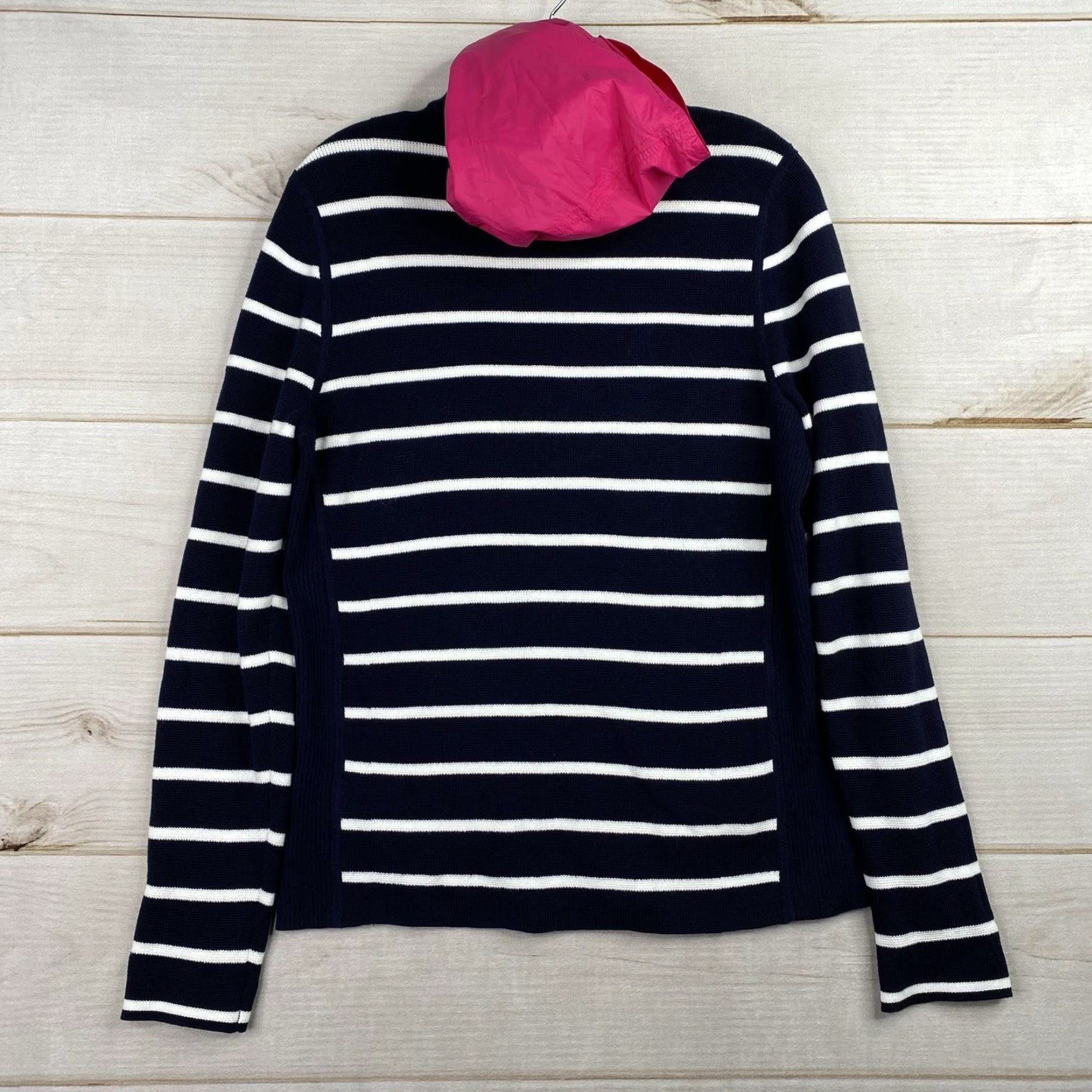 Ralph Lauren Ralph Lauren Active Cardigan Womens L Blue Pink Hooded Full Zip 90s Nautical Stripe Knit Lightweight Sweater Size L / US 10 / IT 46 - 6 Thumbnail