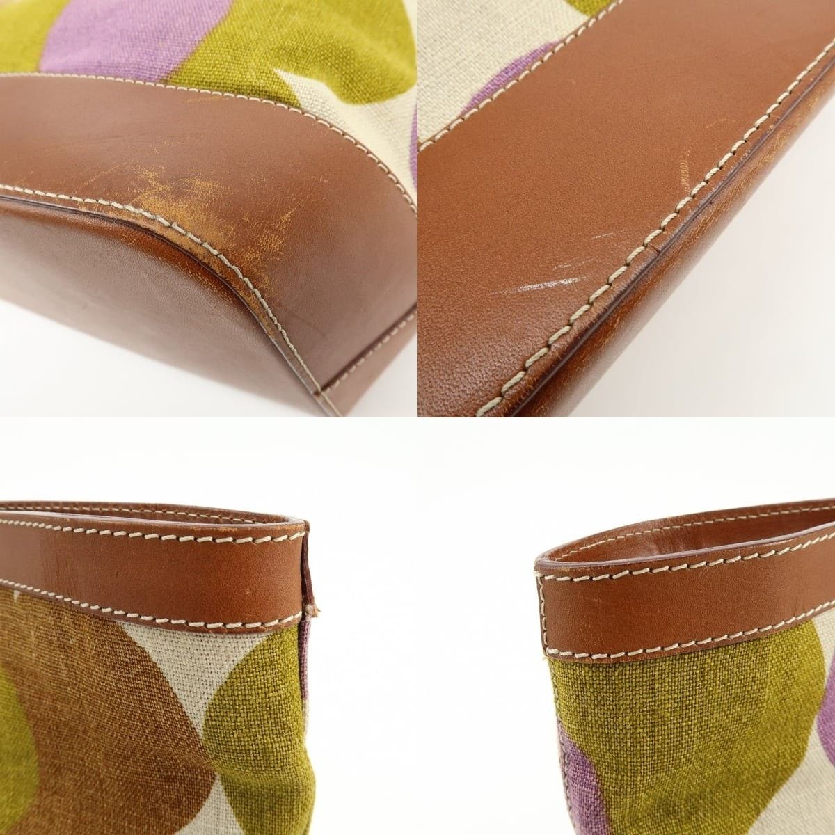 Celine Celine Flower Canvas & Leather Tote Brown & Multicolor Size ONE SIZE - 6 Thumbnail