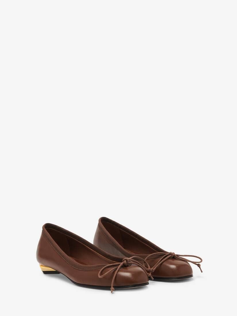 Alexander McQueen o1w1db10925 Armadillo Ballet Flat in Brown/Walnut Size US 9 / IT 39 - 4 Thumbnail