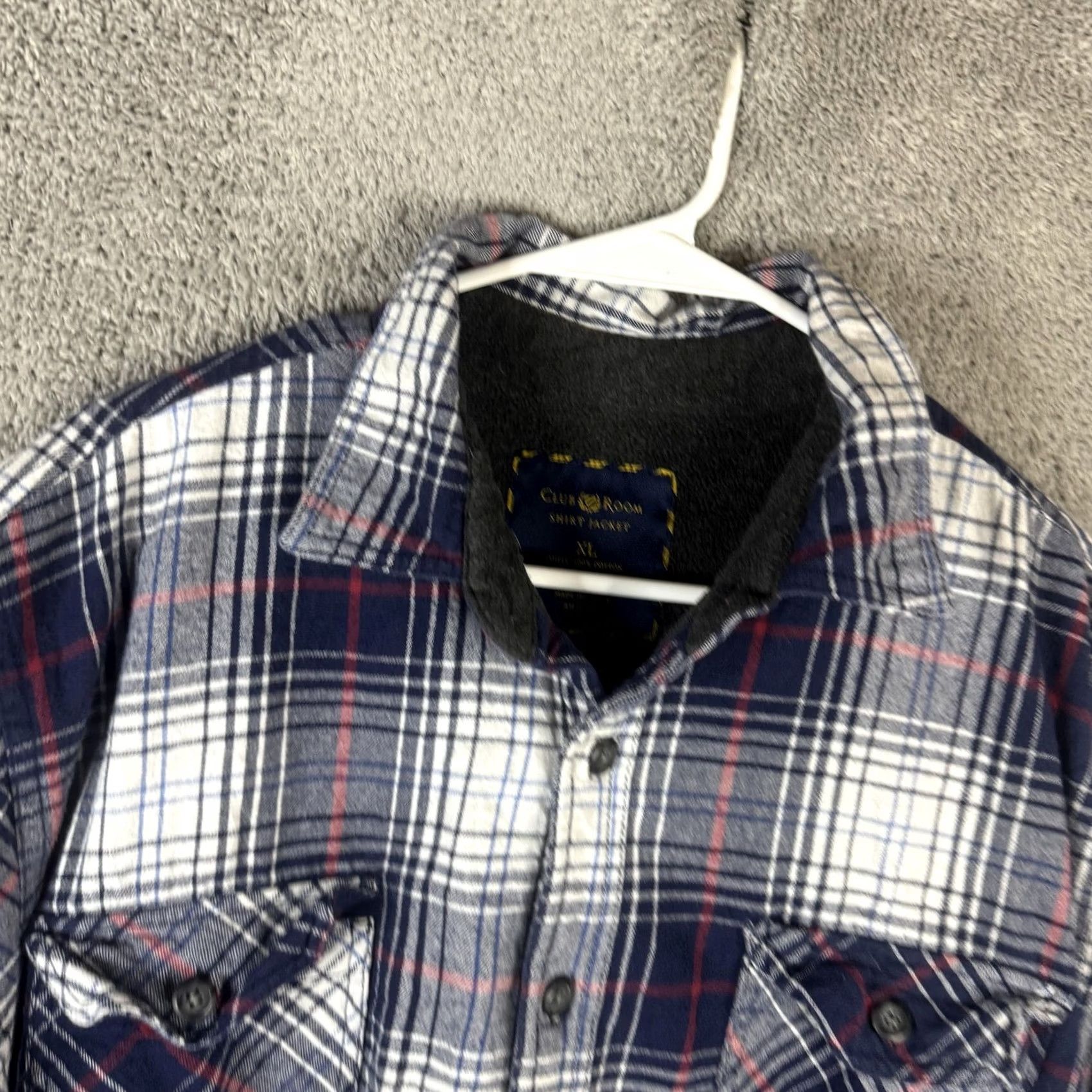 Club Room Club Room Shirt Jacket Mens XL Blue Plaid Flannel Fleece Lined Shacket Jacket Shirt Size US XL / EU 56 / 4 - 7 Thumbnail