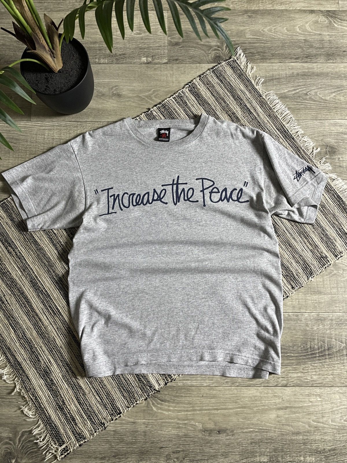 Stussy STUSSY 00s Increase The Peace Vintage Gray Logo T-Shirt M Size US M / EU 48-50 / 2 - 3 Thumbnail