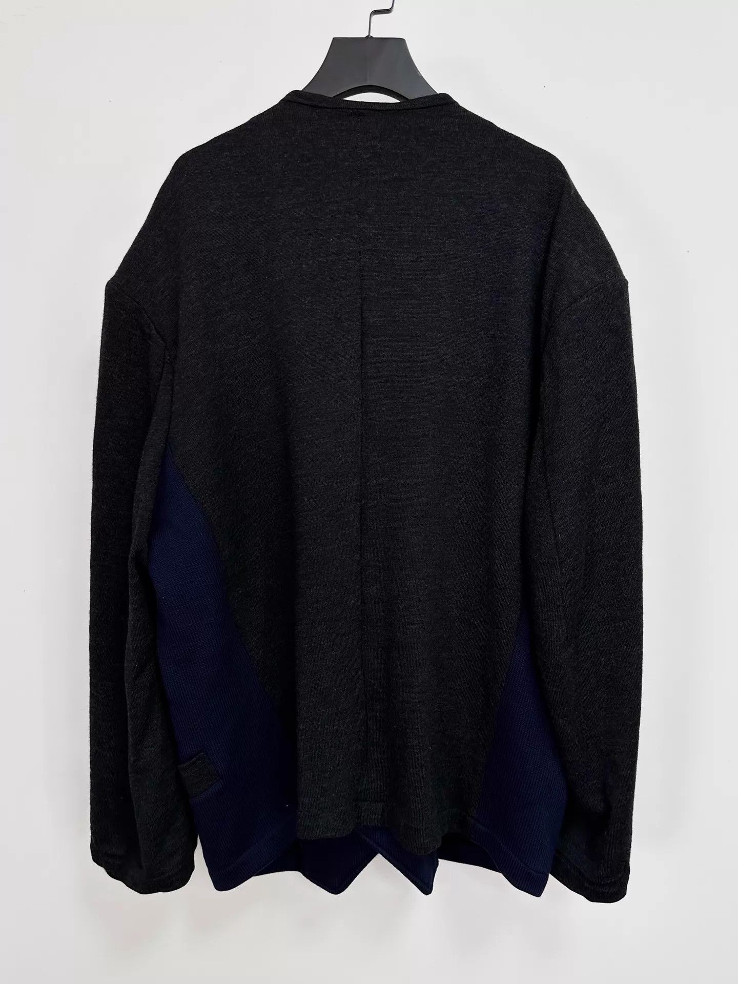 Yohji Yamamoto Yohji Yamamoto 80s Indigo & Black-Gray Knit Panel Jacket Size US M / EU 48-50 / 2 - 2 Thumbnail