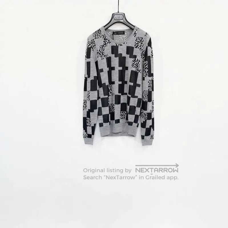 Versace Versace Gray Wool Checked Long Sleeve Sweater . Size US XS / EU 42 / 0 - 1 Thumbnail
