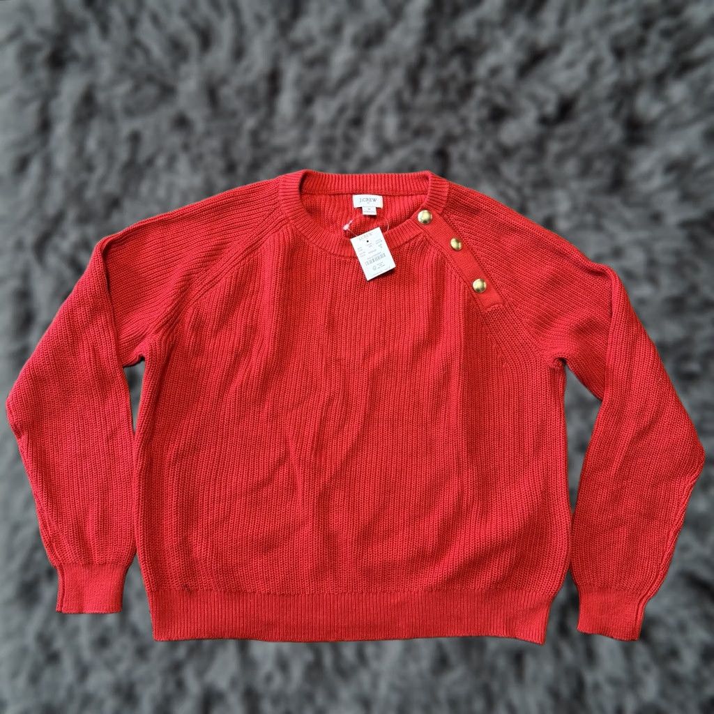J.Crew J.CREW Button Raglan Crewneck Sweater Women’s Size S Red New CF318 Size S / US 4 / IT 40 - 1 Thumbnail