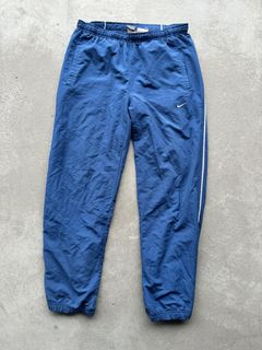 Vintage Nike Track Pants Slate Blue Nylon Sweatpants Subtle Swoosh Baggy  90s 