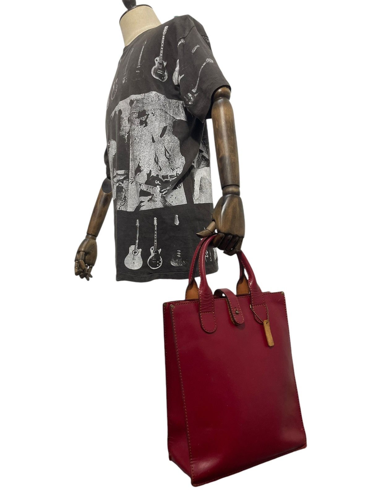 Leather Full Leather Thick Sunface Tote Bag 1🟩0 Size ONE SIZE - 1 Thumbnail