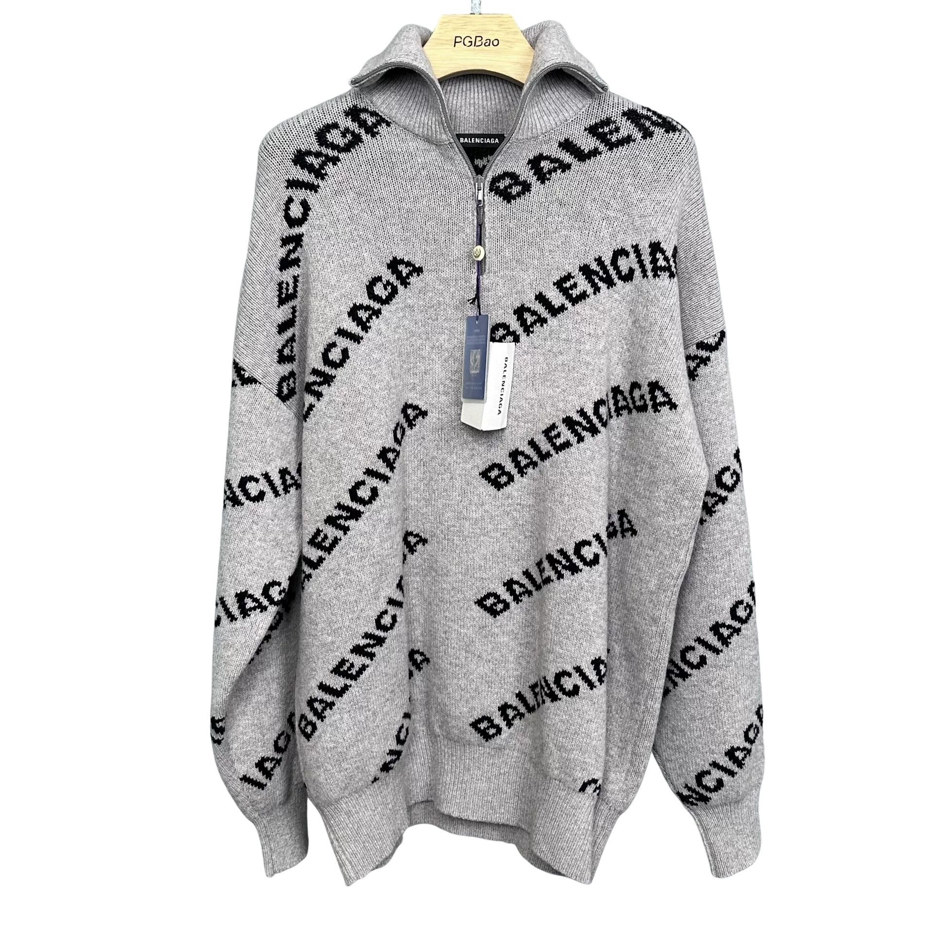 Balenciaga LOGO HALF ZIP KNIT | Grailed