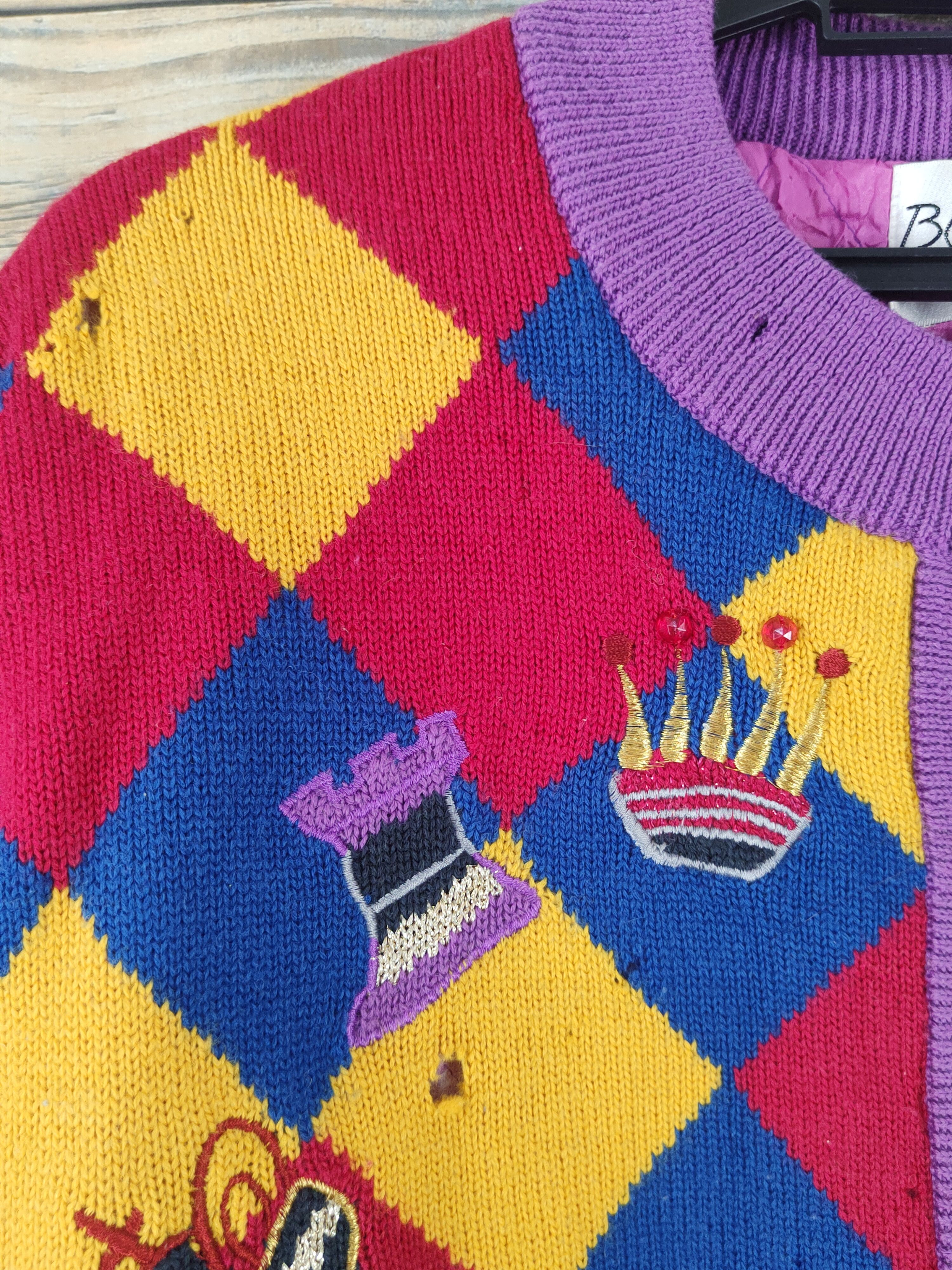 Vintage Bonheur Purple clown Knitwear Cardigan #W1813 Size US M / EU 48-50 / 2 - 5 Thumbnail