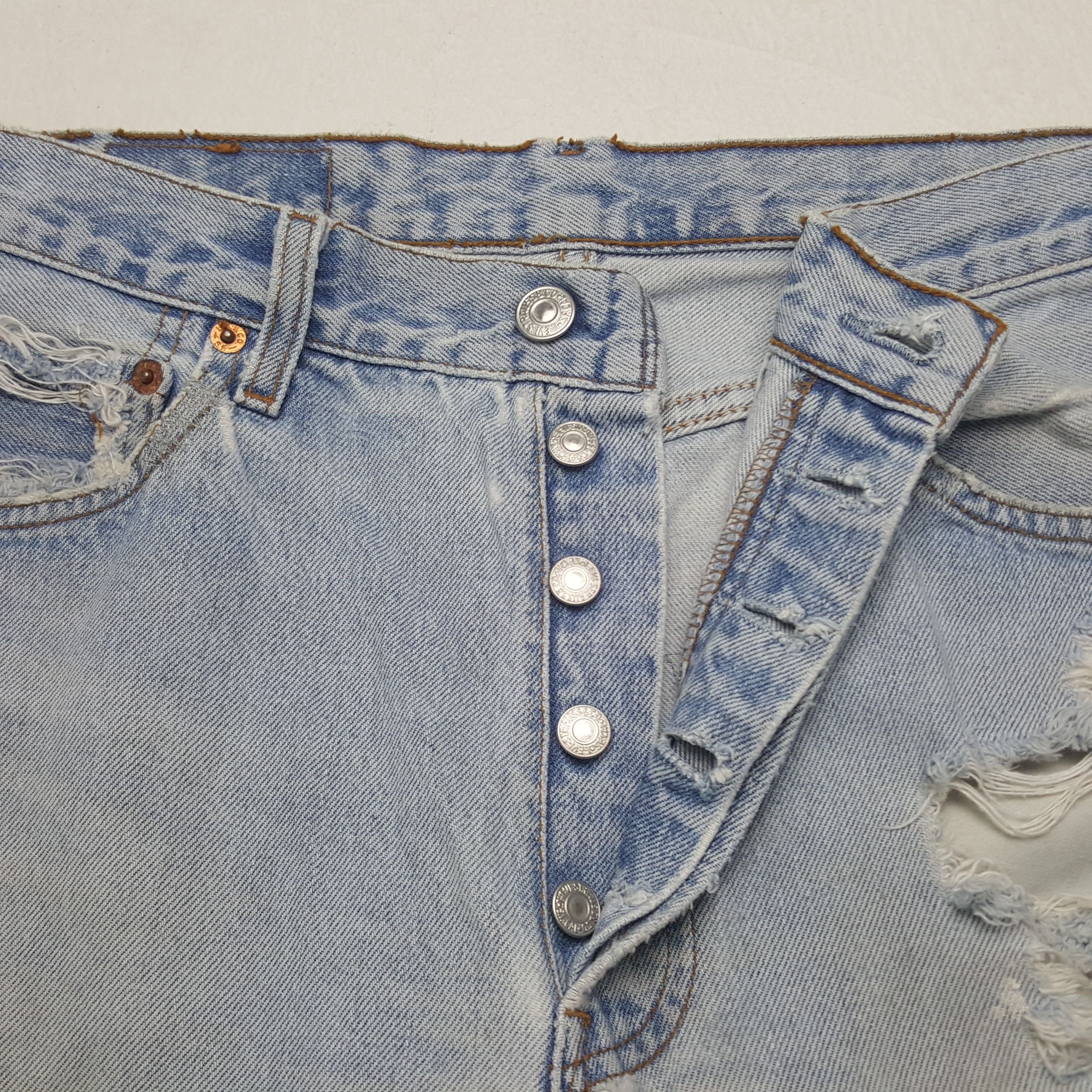 Levi's × Vintage Vintage Levi's 501 Distressed Patch Denim Jeans Size US 28 / EU 44 - 12 Thumbnail