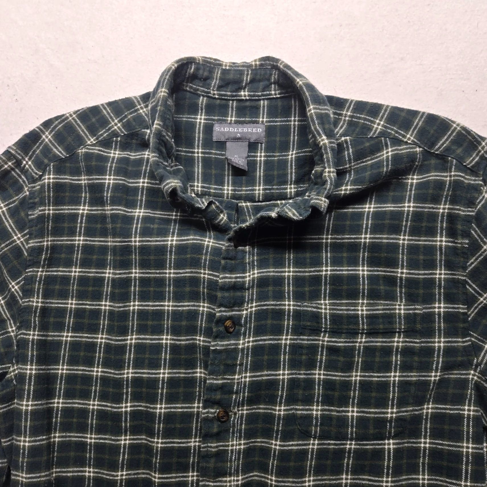 Vintage Saddlebred Shirt Button-Up Plaid Blue Check Brown Cotton Adult Men's XL Fall Winter Casual Classic Size US XL / EU 56 / 4 - 3 Thumbnail