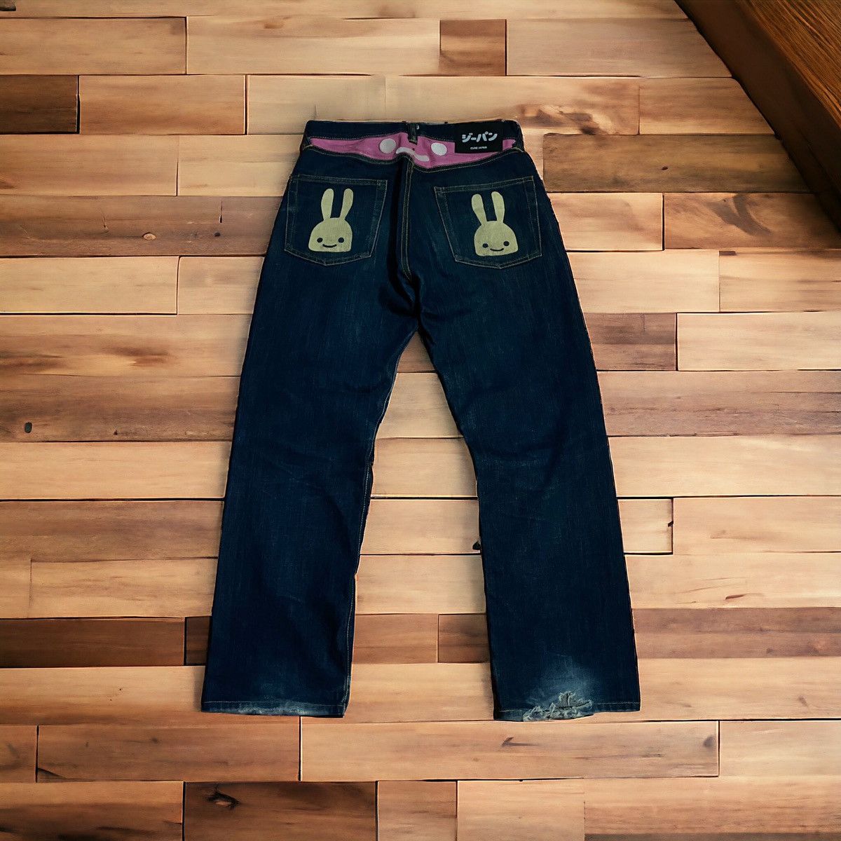 Designer × Japanese Brand × Vintage Cune Japan Distressed Rabbit Printed Denim Pants Size US 30 / EU 46 - 1 Thumbnail