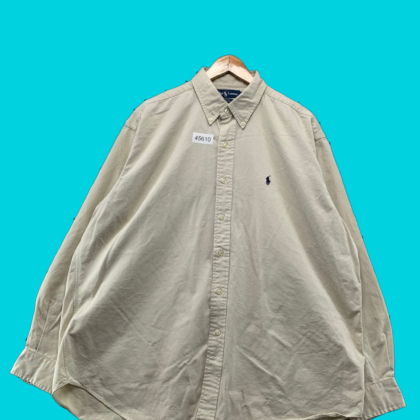 Ralph Lauren VINTAGE Ralph Lauren Button-Down Shirt Mens XL Beige Blake Thick Heavy 100% Cotton Ble? Size US XL / EU 56 / 4 - 1 Thumbnail
