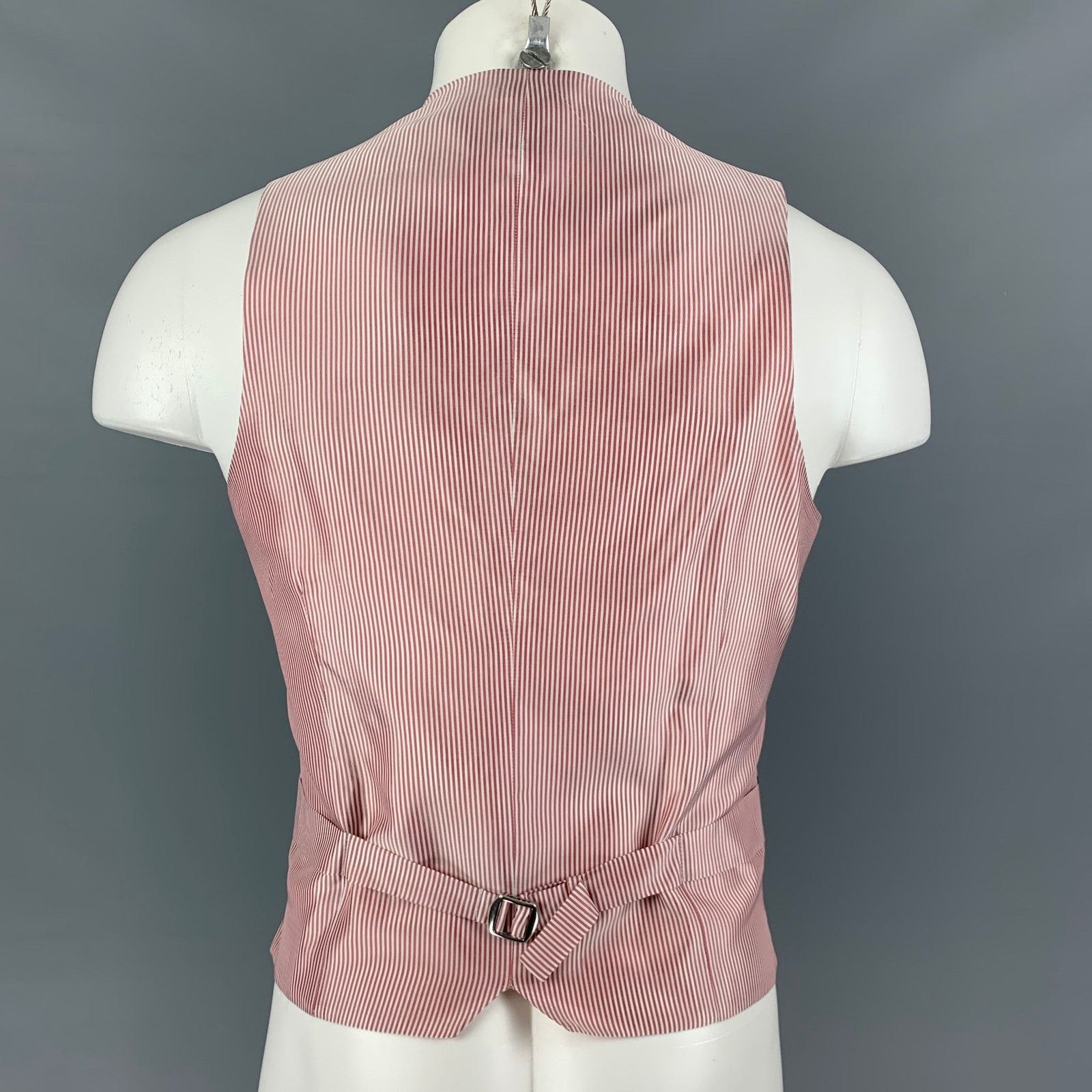 Giorgio Armani GIORGIO ARMANI Size 36 Navy Grid Wool Silk Buttoned Vest Size 36R - 2 Thumbnail