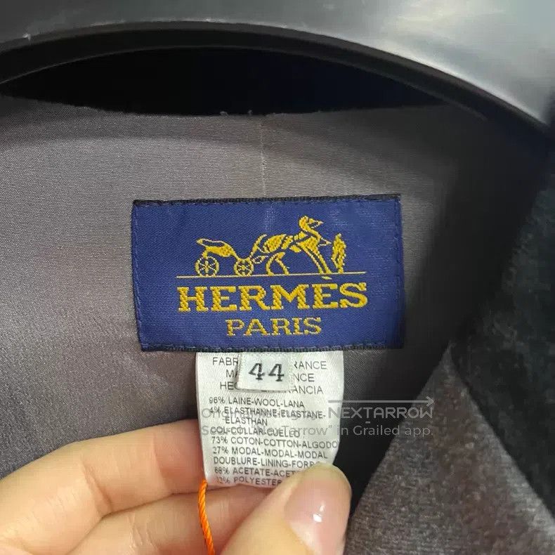 Hermes Hermes Gray Solid Color Lapel Pocket Blazer Jacket Size 44R - 3 Thumbnail