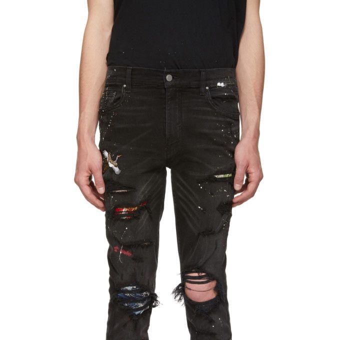 Amiri black painter art patched jeans Size US 38 / EU 54 - 5 Thumbnail