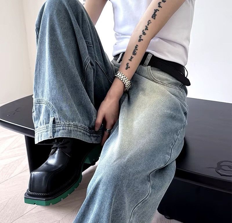 Japanese Brand × Jean Washed Wide Leg Style Baggy Jeans Daily Size US 33 - 4 Thumbnail