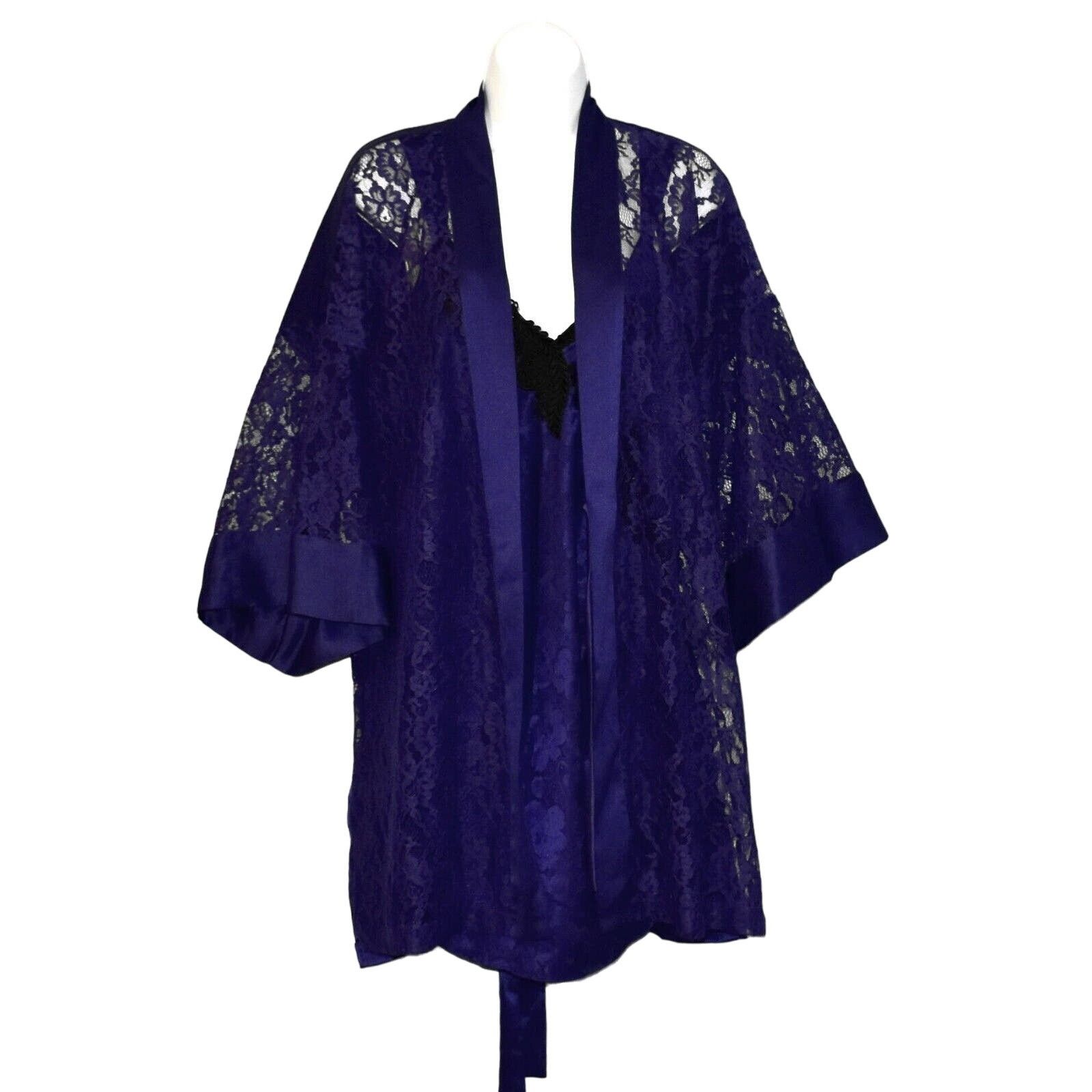 Victoria's Secret VICTORIA'S SECRET Floral Satin Dress Lace Robe 2 Pc Set Sz M Size ONE SIZE - 3 Thumbnail