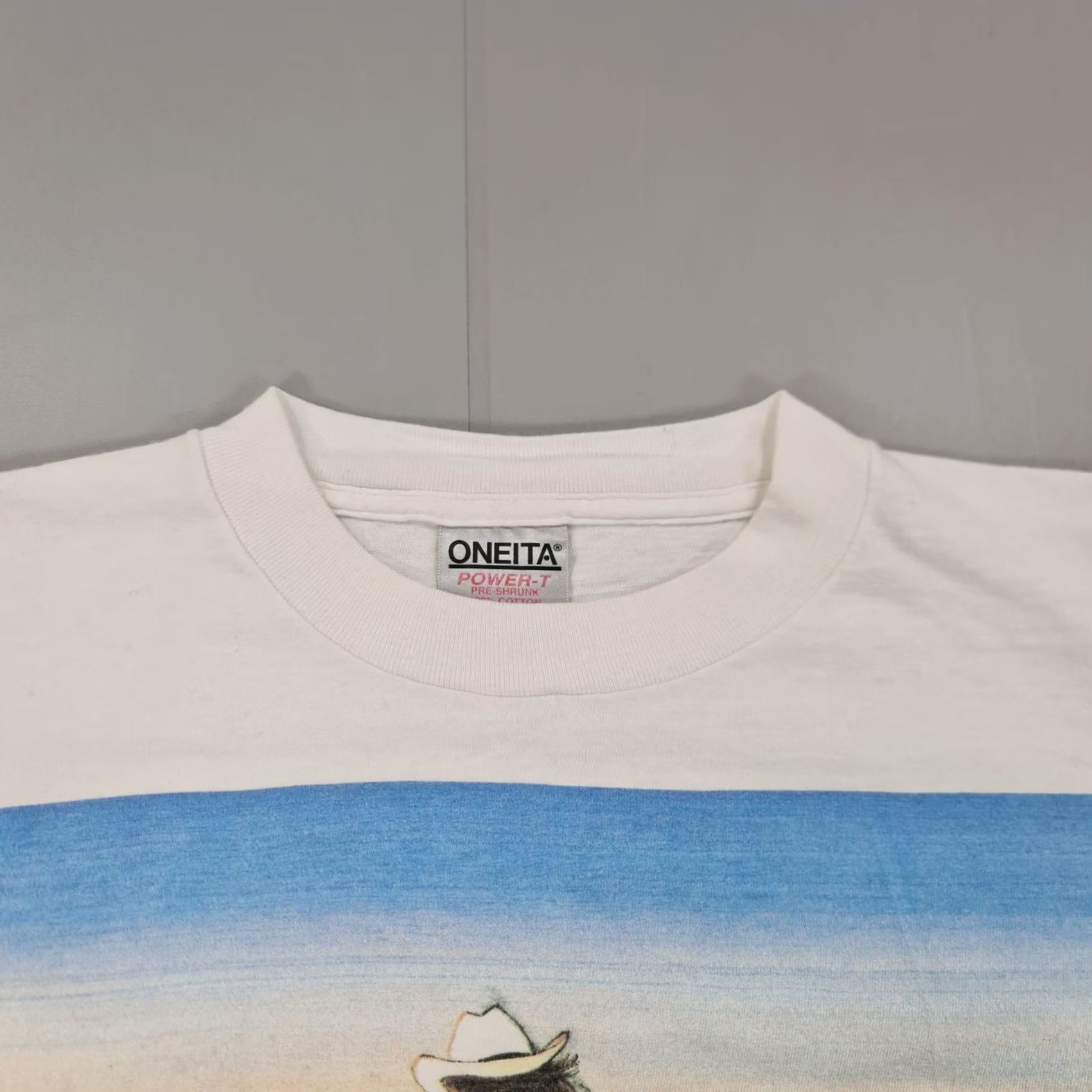 Vintage ONEITA Womens T Shirt White Large Vintage End Of The Trail USA Made Cowboy Tee USA Made Shirt Womens Large White 90s Theme Mascot Logo Size L / US 10 / IT 46 - 2 Thumbnail