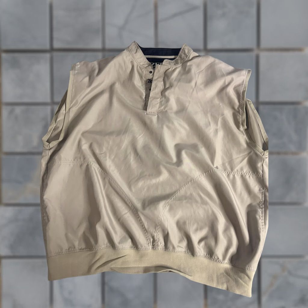 Vintage Zero Restriction Vest Mens 2XL Beige Windbreaker Snap Band Collar Golf Pockets Lined USA Shirt Size US XXL / EU 58 / 5 - 1 Thumbnail