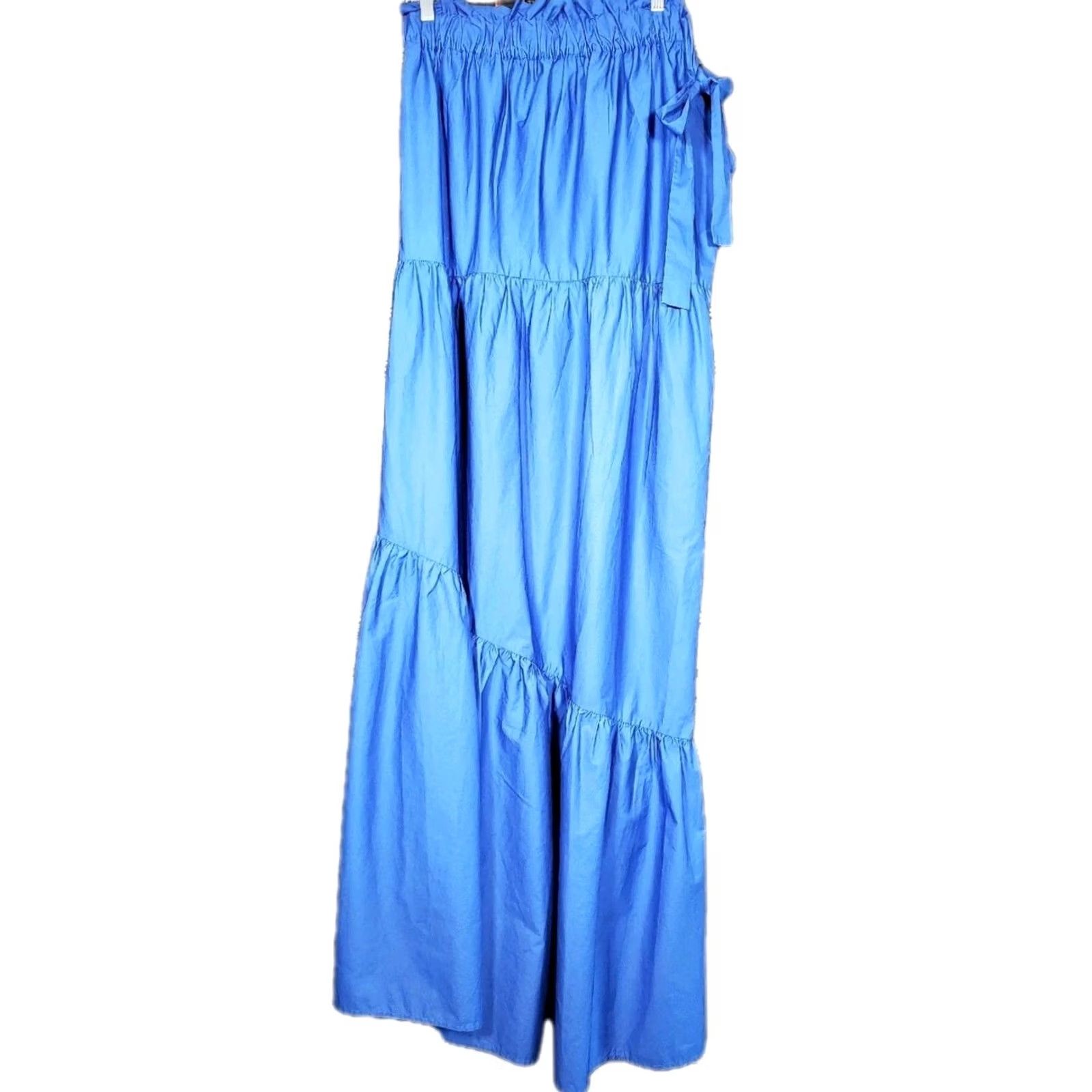 Xirena XIRENA Maisie Maxi Dress One Shoulder Cotton Poplin Blue Pockets Women's M Size M / US 6-8 / IT 42-44 - 5 Thumbnail