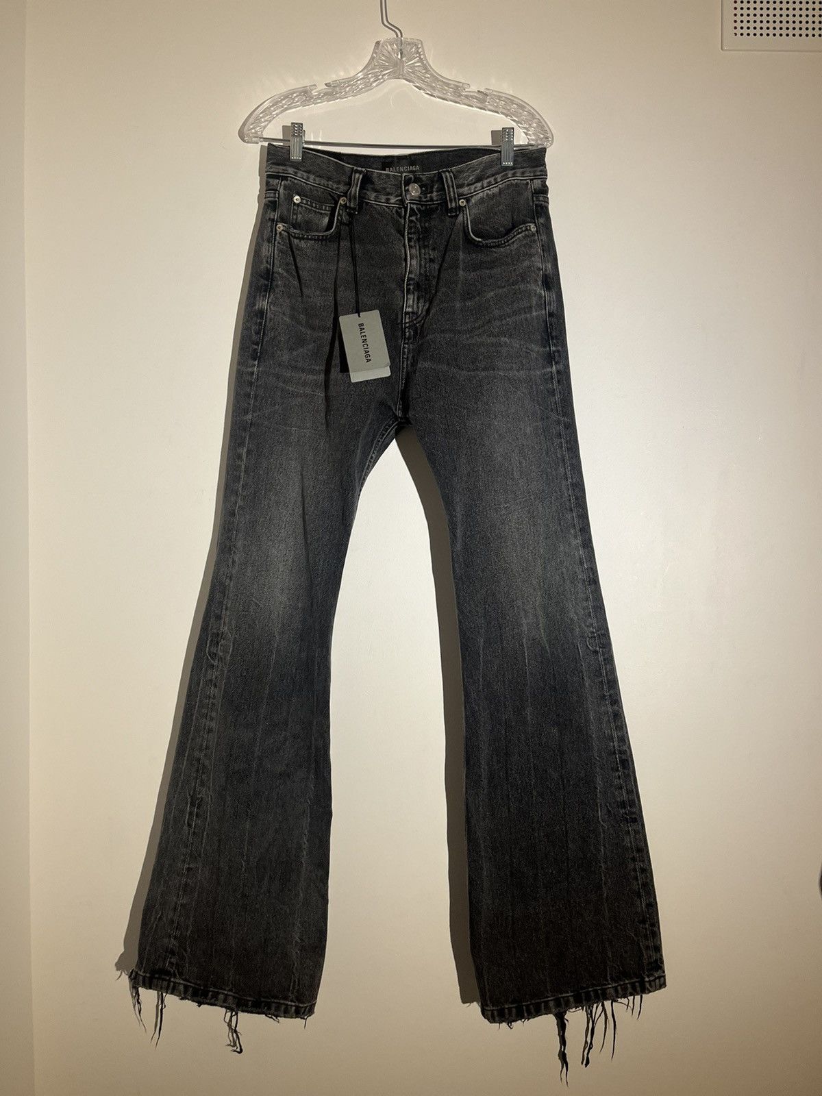 image of Fw22 Balenciaga Lost Tape Flared Denim With Tags in Black, Men's (Size 30)