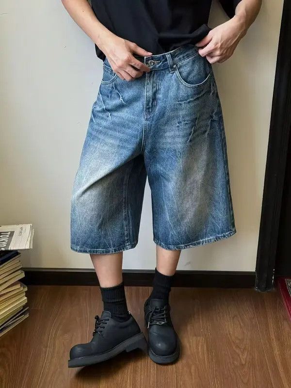 Japanese Brand VIBE Street washed distressed lightning denim shorts y2k Size US 32 / EU 48 - 3 Thumbnail