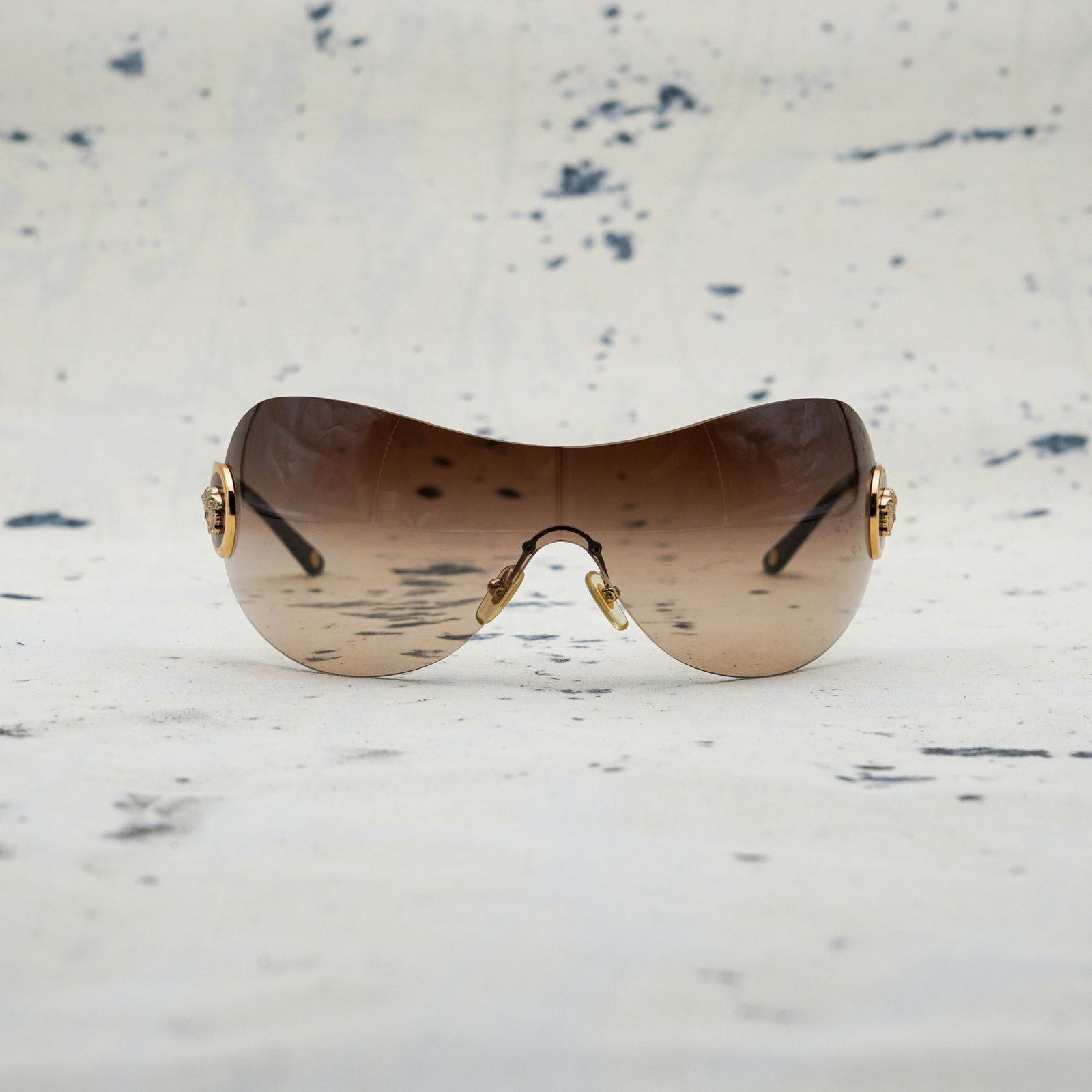 Versace Versace mod 2113 brown gradient gold medusa mask sunglasses Size ONE SIZE - 2 Thumbnail