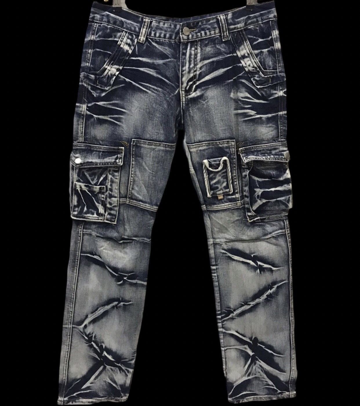 Japanese Brand × Seditionaries STATEMENT.P🔥Rare jeansian Samurai Slash Faded Cargo Denim Size US 33 - 2 Thumbnail