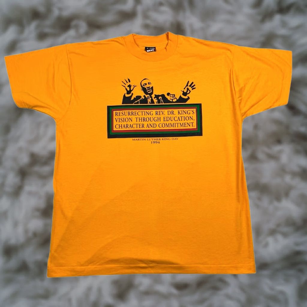 Vintage VTG 1994 MLK Day Martin Luther King Jr. Mens Single Stitch T-Shirt Gold XL Size US XL / EU 56 / 4 - 1 Thumbnail