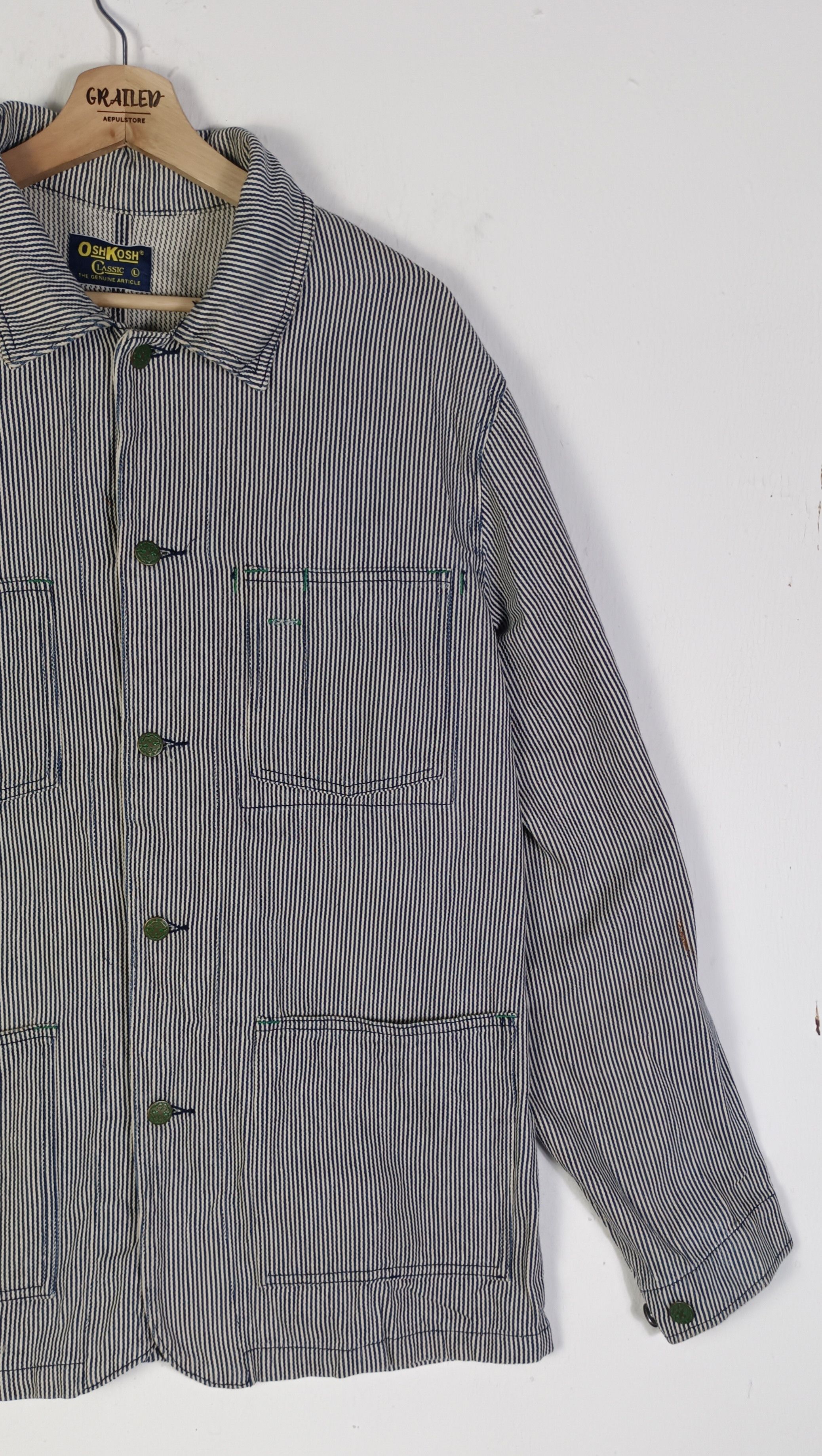 Oshkosh 💥Rare💥Oshkosh Classic Vintage Hickory Workers Chore Jacket Size US L / EU 52-54 / 3 - 4 Thumbnail