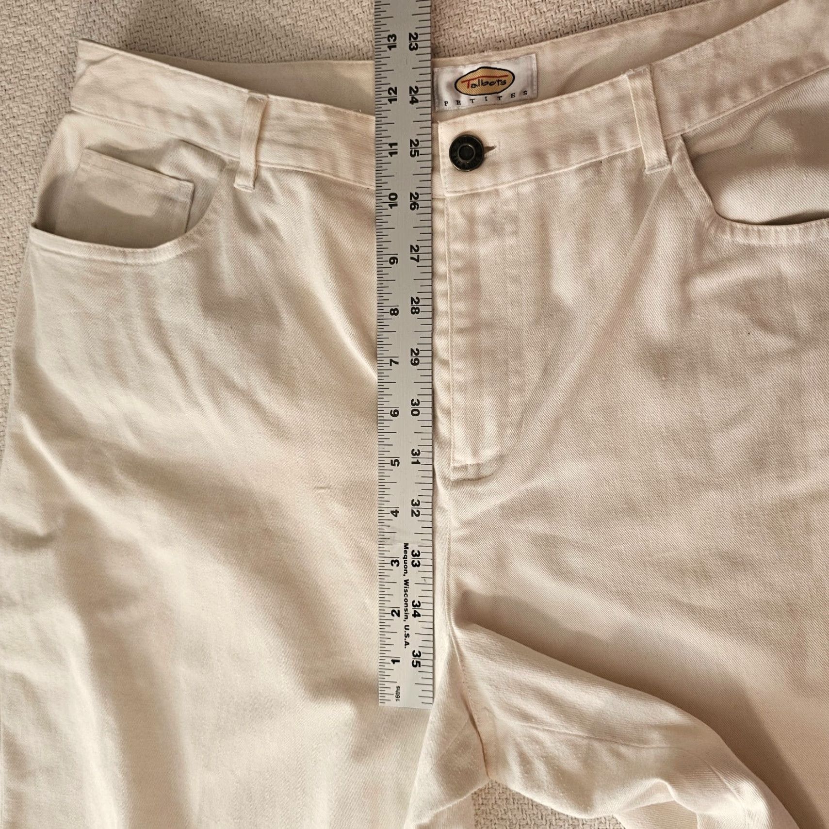 Talbots Talbots Women Capri Crop Linen Blend Pants 14P Petites Ivory Cream Straight Leg 18.5in Inseam | Linen Pants | Casual Travel Size 36" / US 14 / IT 50 - 4 Thumbnail